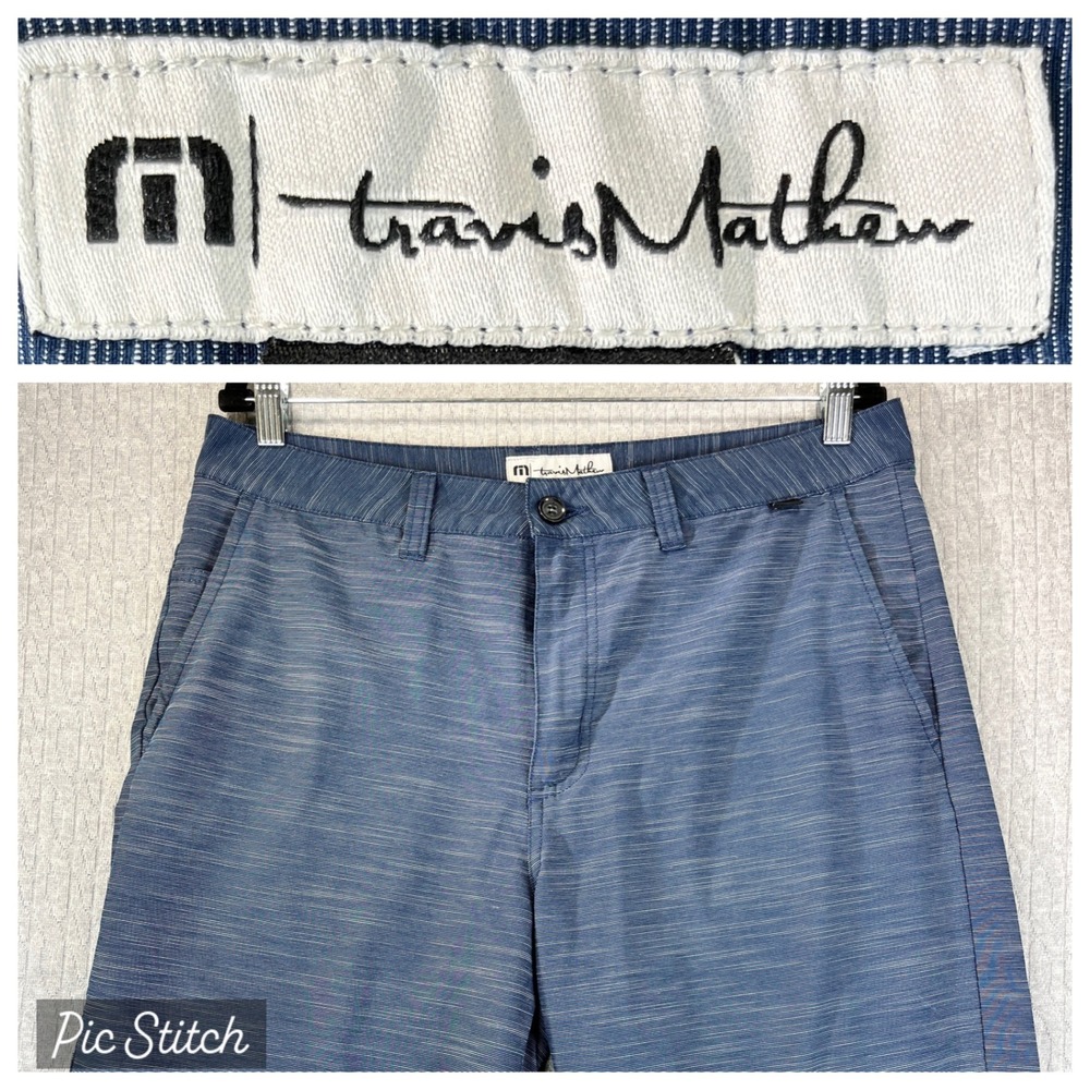 Travis Mathew performance‎ Blue Golf Dress Shorts Men 34 Polyester Blend Stretch